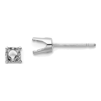 14K White Gold Round Stud Earring Mounting