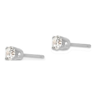 14K White Gold 3.75mm CZ Round Stud Earrings – view 3