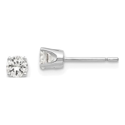 14K White Gold 3.75mm CZ Round Stud Earrings