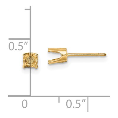 14K Yellow Gold Round Stud Earring Mounting – view 3