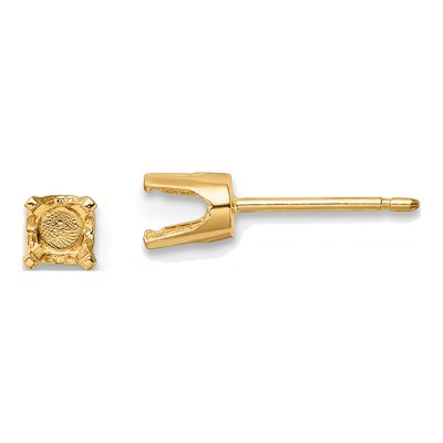 14K Yellow Gold Round Stud Earring Mounting