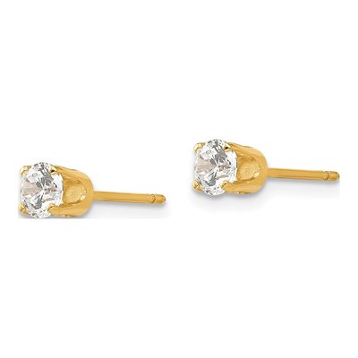 14K Yellow Gold 4mm CZ Round Stud Earrings – view 4