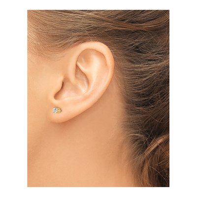 14K Yellow Gold 4mm CZ Round Stud Earrings – view 5