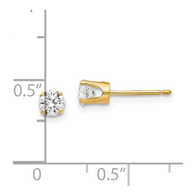 14K Yellow Gold 4mm CZ Round Stud Earrings – view 6
