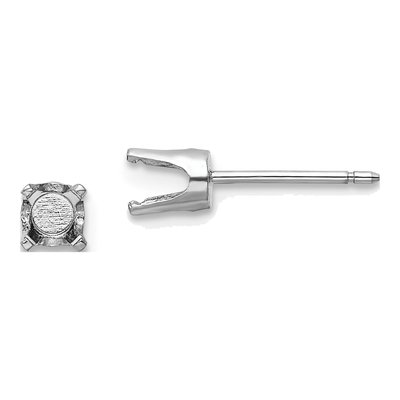14K White Gold Round Stud Earring Mounting