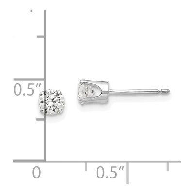 14K White Gold 4mm Round CZ Stud Earrings – view 6