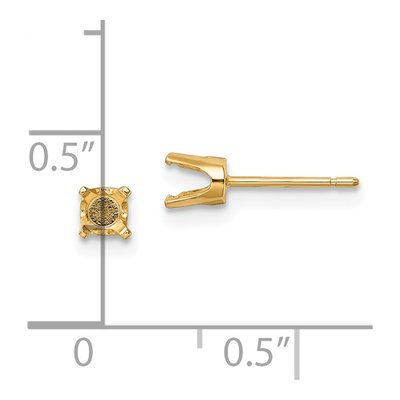 14K Yellow Gold Round Stud Earring Mounting – view 3