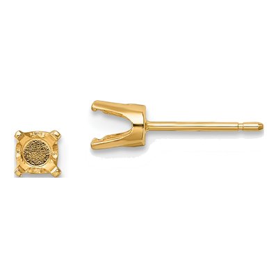 14K Yellow Gold Round Stud Earring Mounting