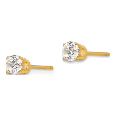 14K Yellow Gold 4.25mm CZ Round Stud Earrings – view 2