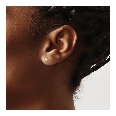 14K Yellow Gold 4.25mm CZ Round Stud Earrings – view 3
