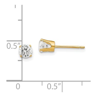 14K Yellow Gold 4.25mm CZ Round Stud Earrings – view 4