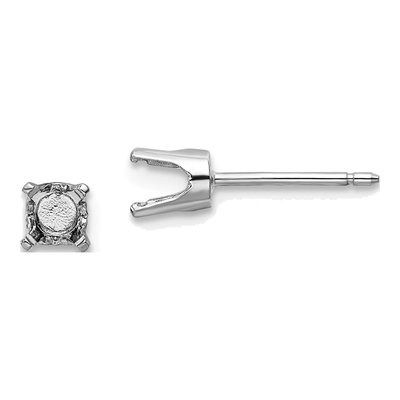 14K White Gold Round Stud Earring Mounting