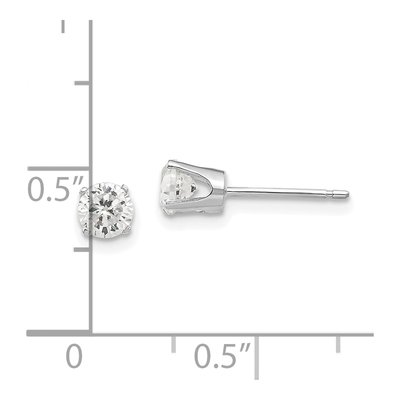 14K White Gold 4.25mm CZ Round Stud Earrings – view 5
