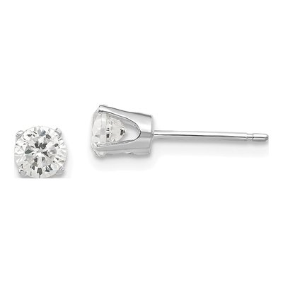 14K White Gold 4.25mm CZ Round Stud Earrings