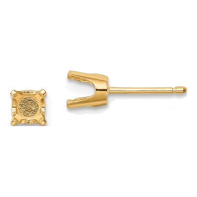 14K Yellow Gold Round Stud Earring Mounting