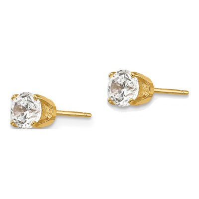 14K Yellow Gold 4.5mm CZ Round Stud Earrings – view 3