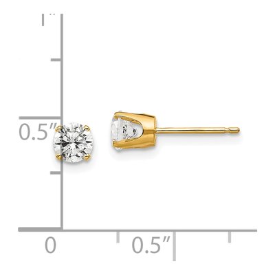 14K Yellow Gold 4.5mm CZ Round Stud Earrings – view 5