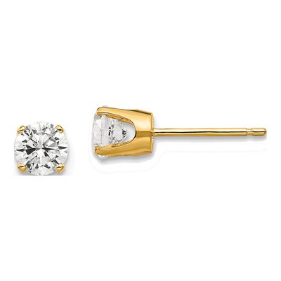 14K Yellow Gold 4.5mm CZ Round Stud Earrings