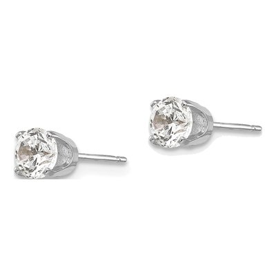 14K White Gold 4.5mm CZ Round Stud Earrings – view 3