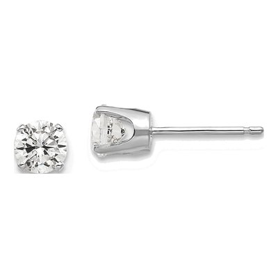 14K White Gold 4.5mm CZ Round Stud Earrings