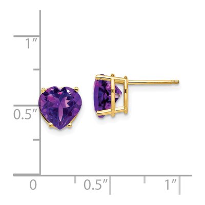 14K Yellow Gold 8mm Amethyst Heart Stud Earrings – view 5