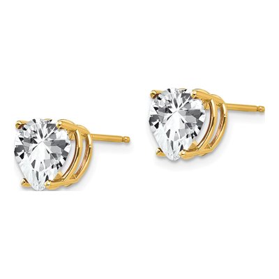 14K Yellow Gold 8mm CZ Heart Stud Earrings – view 3