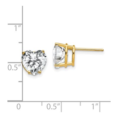 14K Yellow Gold 8mm CZ Heart Stud Earrings – view 5