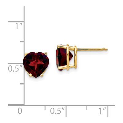 14K Yellow Gold 8mm Garnet Heart Stud Earrings – view 4