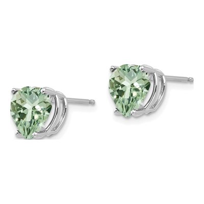 14K White Gold 8mm Green Quartz Heart Stud Earrings – view 2