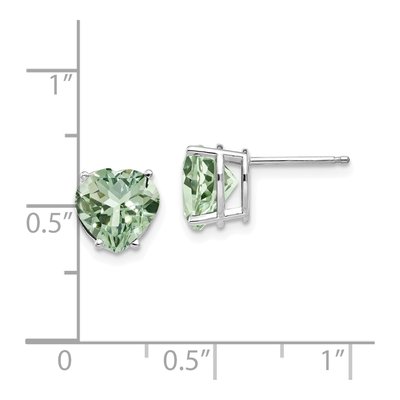 14K White Gold 8mm Green Quartz Heart Stud Earrings – view 4