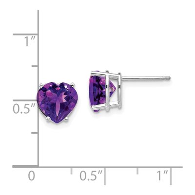 14K White Gold 8mm Amethyst Heart Stud Earrings – view 5