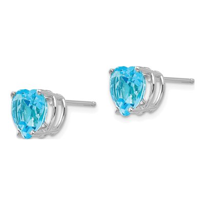 14K White Gold 8mm Swiss Blue Topaz Heart Stud Earrings – view 2