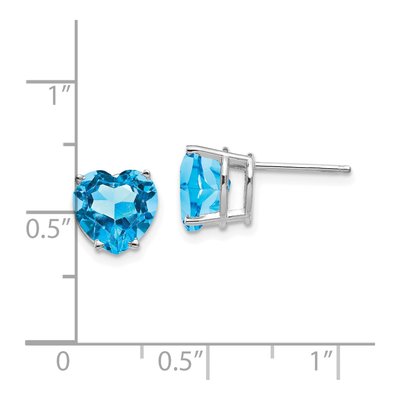 14K White Gold 8mm Swiss Blue Topaz Heart Stud Earrings – view 4