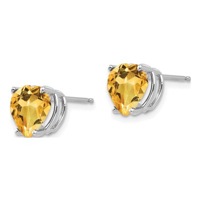 14K White Gold 8mm Citrine Heart Stud Earrings – view 2