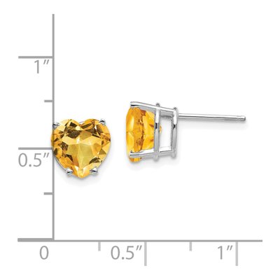 14K White Gold 8mm Citrine Heart Stud Earrings – view 4