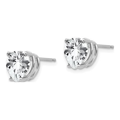 14K White Gold 8mm CZ Heart Stud Earrings – view 2