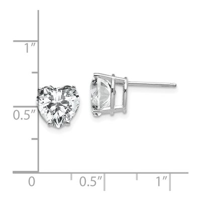 14K White Gold 8mm CZ Heart Stud Earrings – view 4