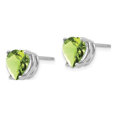 14K White Gold 8mm Peridot Heart Stud Earrings – view 2