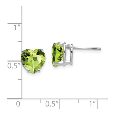 14K White Gold 8mm Peridot Heart Stud Earrings – view 4