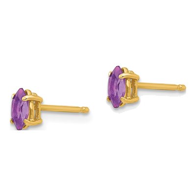 14K Yellow Gold Amethyst Marquise Stud Earrings – view 3