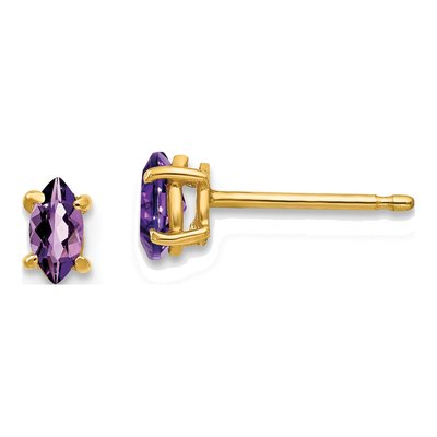 14K Yellow Gold Amethyst Marquise Stud Earrings