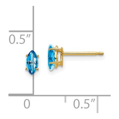 14K Yellow Gold Swiss Blue Topaz Marquise Stud Earrings – view 4