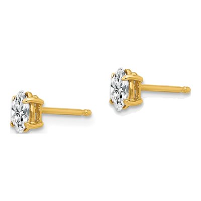 14K Yellow Gold CZ Marquise Stud Earrings – view 2