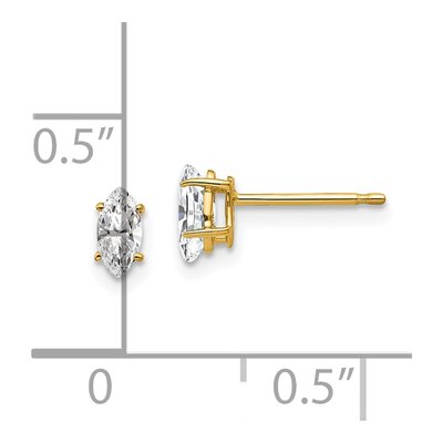 14K Yellow Gold CZ Marquise Stud Earrings – view 4