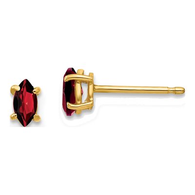 14K Yellow Gold Garnet Marquise Stud Earrings