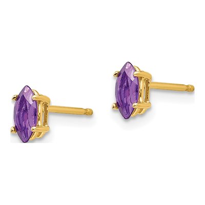 14K Yellow Gold Amethyst Marquise Stud Earrings – view 2