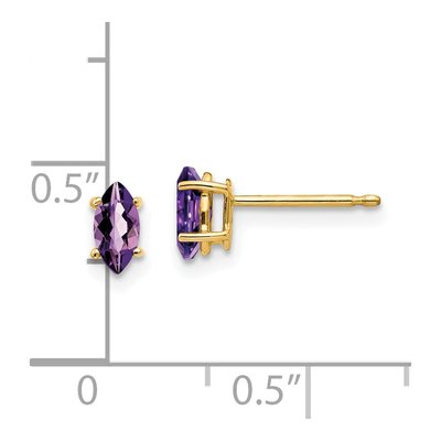 14K Yellow Gold Amethyst Marquise Stud Earrings – view 4