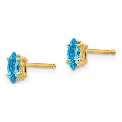 14K Yellow Gold Swiss Blue Topaz Marquise Stud Earrings – view 3