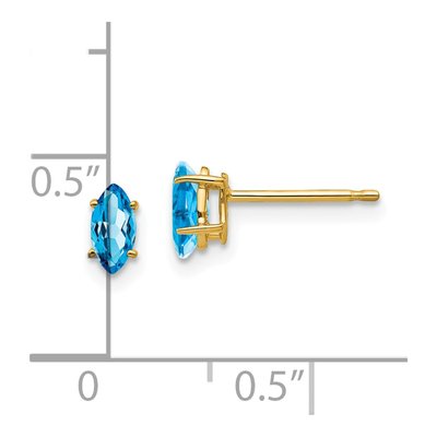 14K Yellow Gold Swiss Blue Topaz Marquise Stud Earrings – view 5
