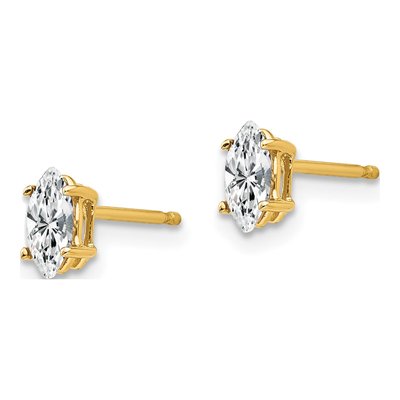 14K Yellow Gold CZ Marquise Stud Earrings – view 3